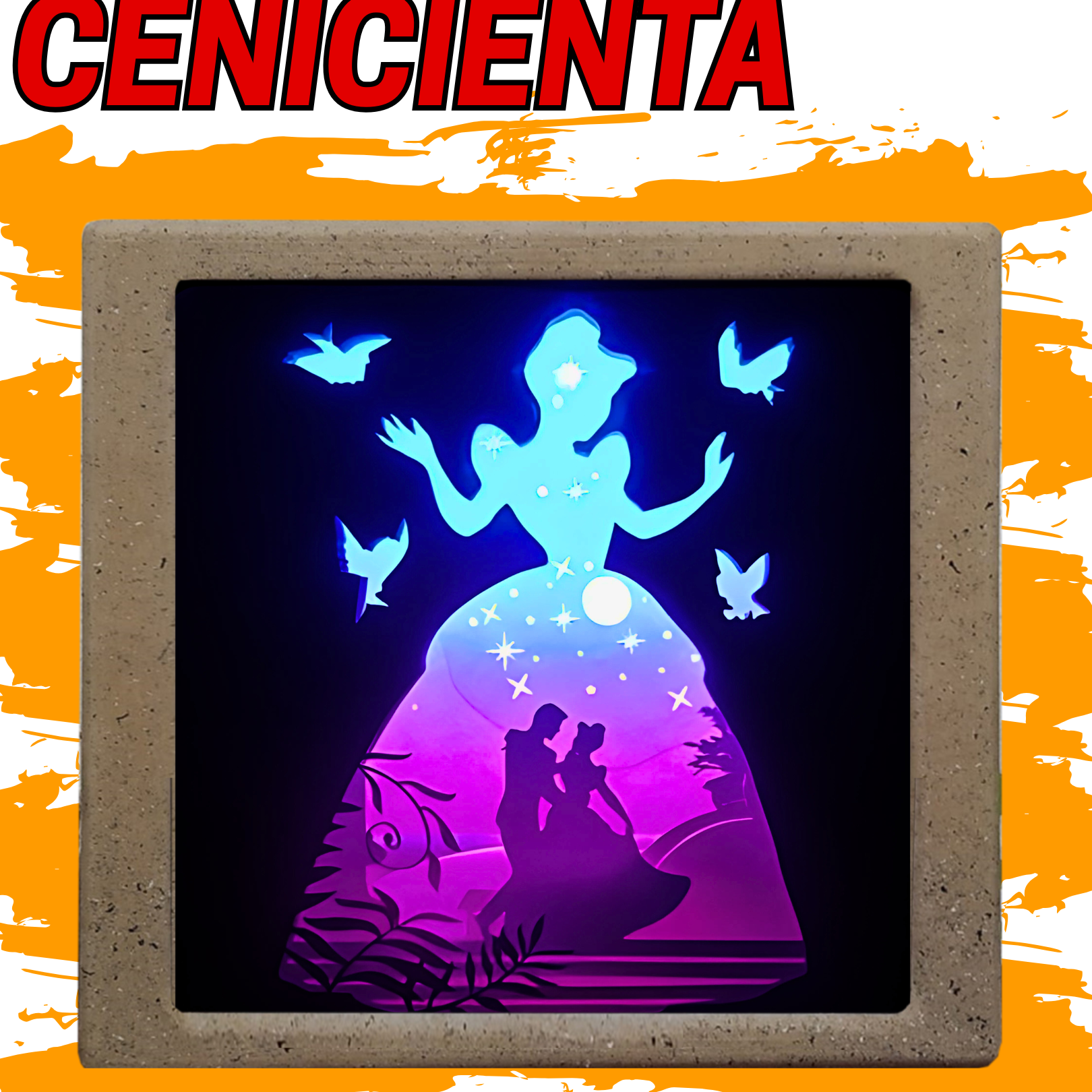 Lámpara Diorama LED 3D La Cenicienta
