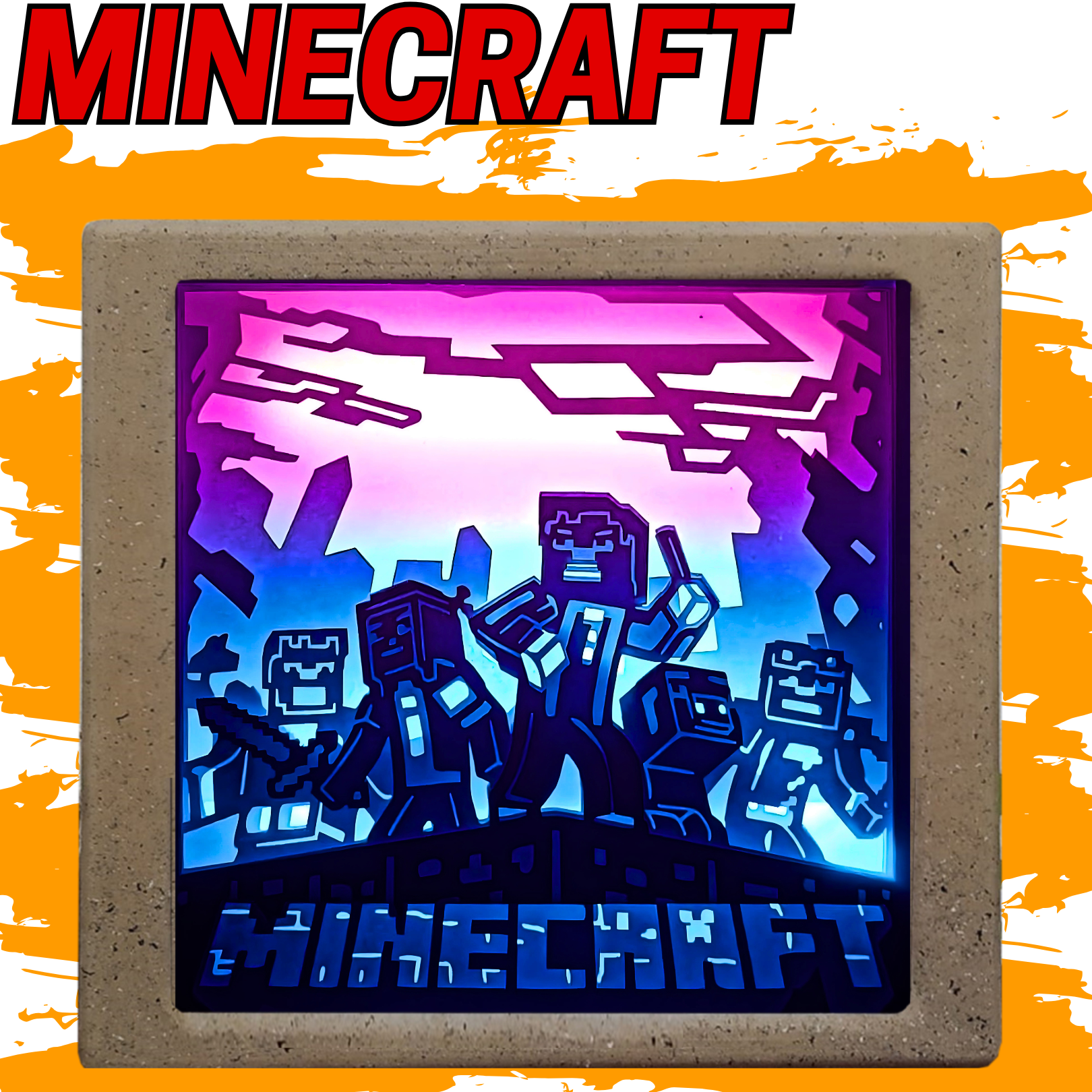 Lámpara LED 3D Minecraft